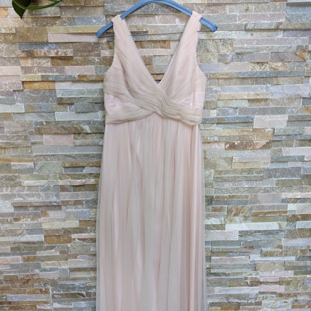 Anthro BHLDN Hitherto Blush Pink Tulle Dress Bridesmaid Wedding Women's sz 6 - Picture 2 of 8